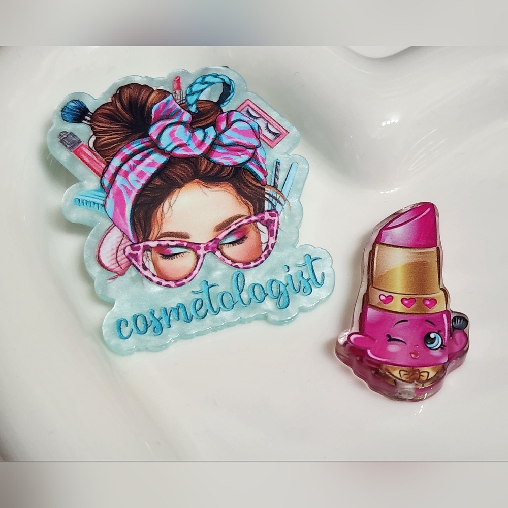 Cosmetologist Flatback Focal Bead Makeup Crafts Badge Keychain Bag Clip Magnet